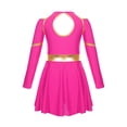 thumbnail image 2 of Mufeng Robe de Cheerleader d'Halloween pour Filles Manches Longues Épaules Dénudées Robe de Danse Rose Vif 8, 2 of 7
