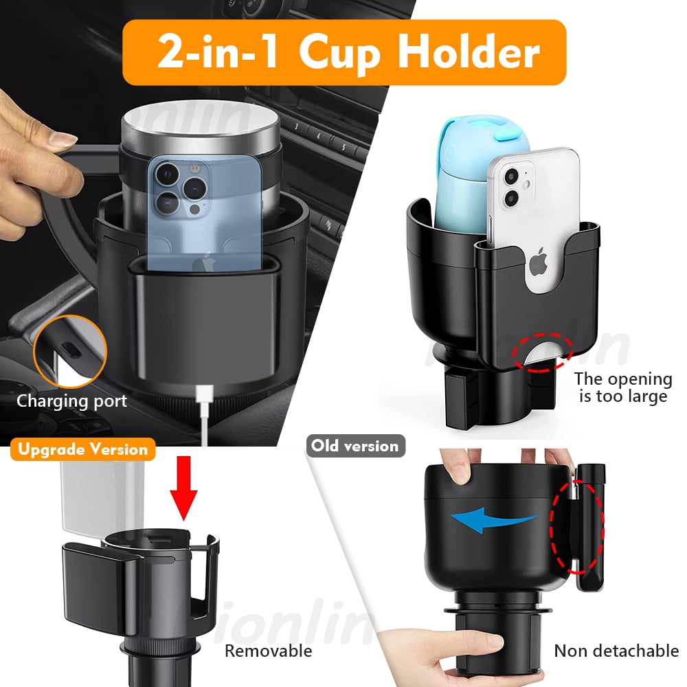 2CUPS Car Cup Holder Expander and Attachable Tray, Fits  Yeti/Hydroflasks/Nalgene 16-40 oz. Dual Cup Holder with Adjustable Swivel  Tray. Organizer
