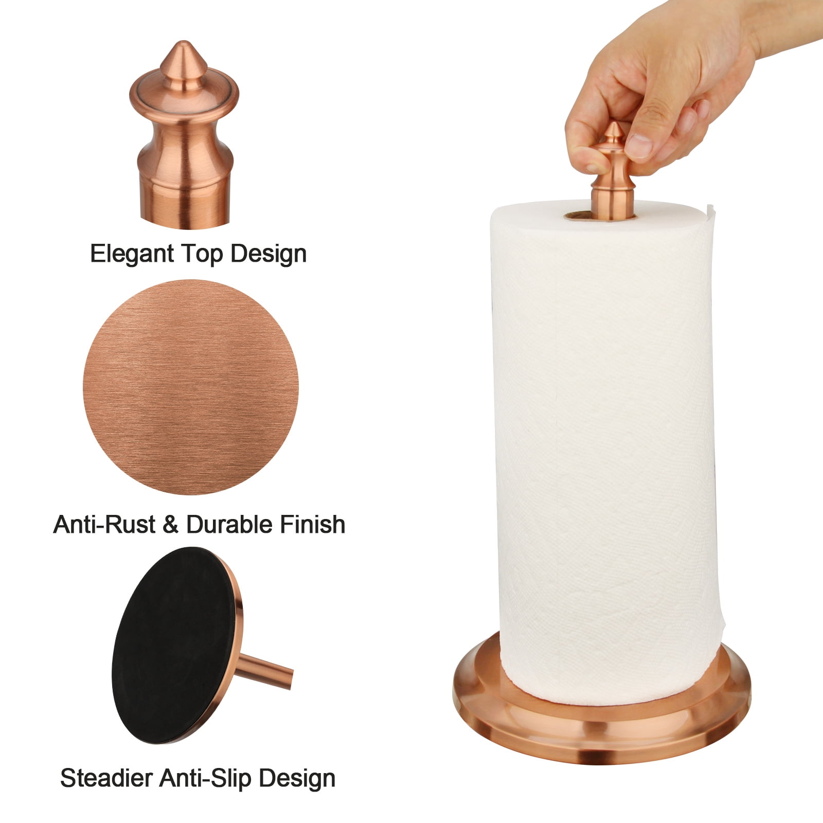 Akicon Paper Towel Holder Stand for Kitchen Countertop & Dining Room Table (Copper, Morden)