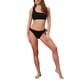 thumbnail image 2 of Conjuntos de bikini de una sola manga con flores en 3D para mujer, traje de baño asimétrico de 2 piezas, pequeño, negro, 2 of 5