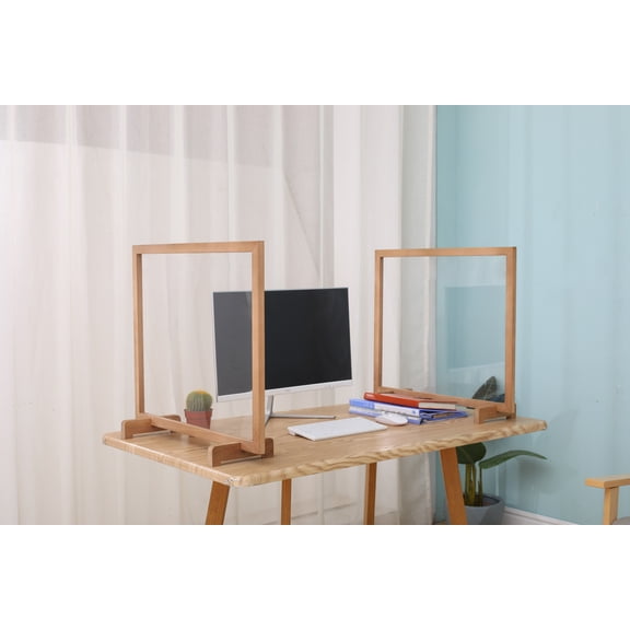 Proman Products Nova Desktop Divider (Set of 2), Plexiglass with Solid wood frame, 24" W x 21.25" H x 7.25" D