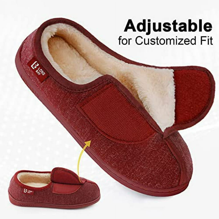 LongBay Women s Furry Memory Foam Diabetic Slippers Comfy Cozy