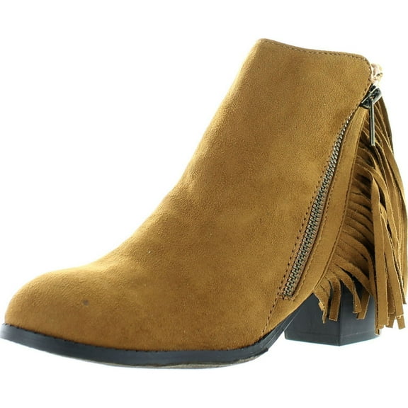 Soda Women's Noriko Faux Suede Fringe Moccasin Ankle Boot