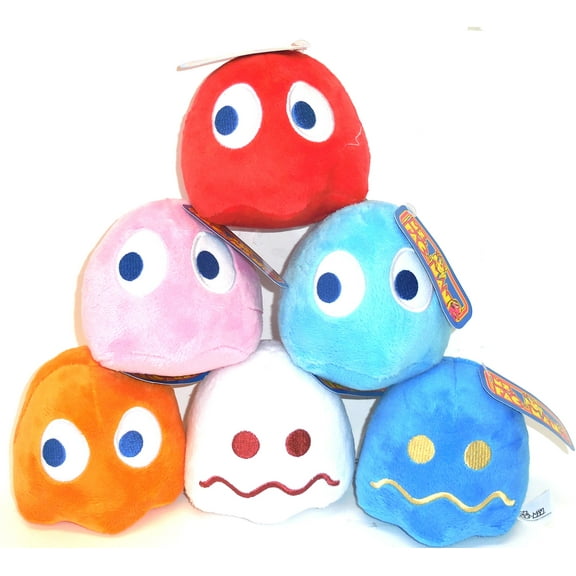 Set of 6 Pac Man Plush Toys 5 inch each. Collectible