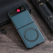 SaniMore Case for Motorola Razr 40 (6.9" 2023 Release), Wear-resistant PU Leather Rugged PC Backplane Wireless Charging Slim Lightweight Anti-drop Shockproof Magnetic Cover, Green