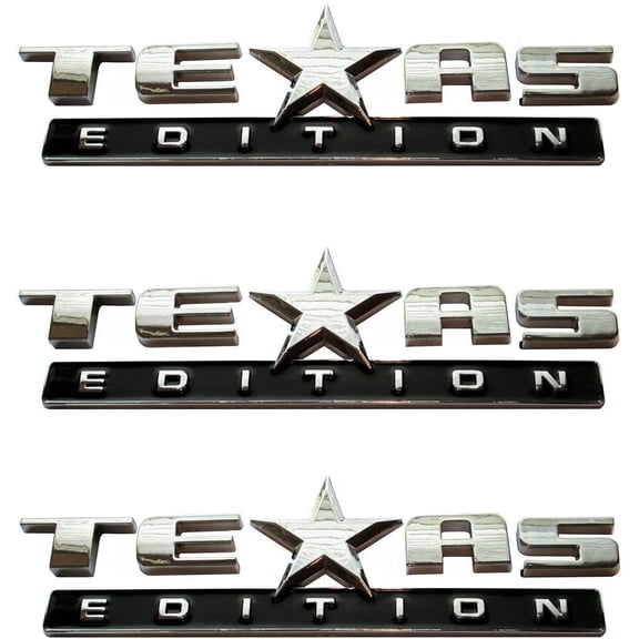 Muzzys (SET OF THREE) Texas Edition 3M Stick On Emblem Badge FITS GMC Sierra Chevy Silverado Suburban Tahoe Ford F150 Dodge Ram Nissan Titan Truck