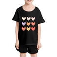 thumbnail image 2 of Plebaso T-Shirts à Imprimé Cœur pour Garçons et Filles, Col Rond, Manches Courtes Décontractées, Hauts Graphiques Mignons pour Enfants, 2 of 3