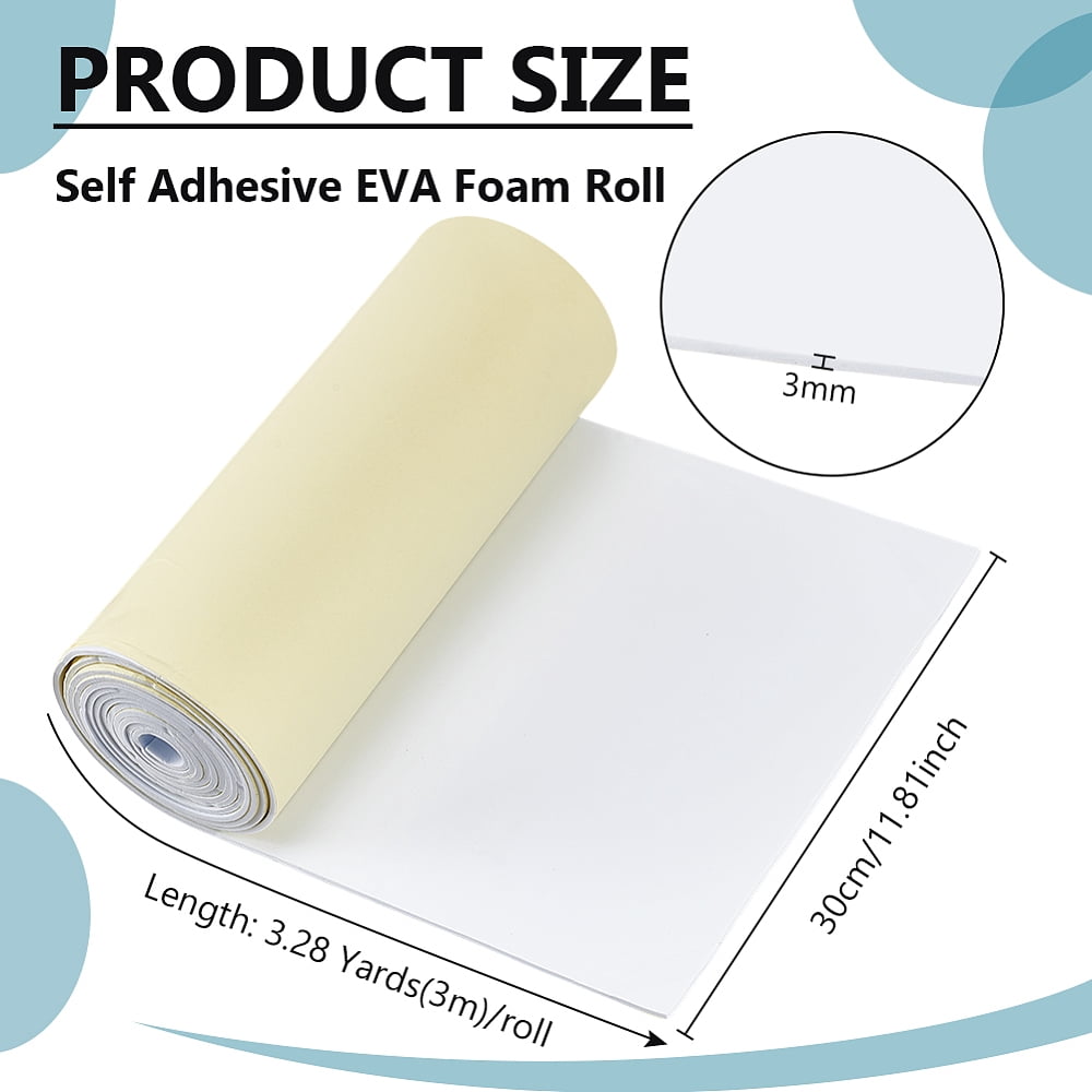 Adhesive EVA Foam Sheets for Art Supplies Paper Scrapbooking Cosplay Foamie Crafts White 3000x300x3mm
