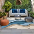 thumbnail image 2 of Blue Beige Ombre Outdoor Rug for Patio/Deck/Porch, Non-Slip Large Area Rug 5 x 7 Ft, Geometric Moire Abstract Modern Indoor Outdoor Rugs Washable Area Rugs, Reversible Camping Rug Carpet Runner, 2 of 8