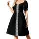 thumbnail image 1 of Vestido de playa de manga corta con nudo en blanco y negro, vestido largo de verano para mujer., 1 of 7