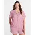 thumbnail image 2 of Joyspun Women's Dreamy Soft Collection Notch Collar Top and Shorts Pajama Set, 2-Piece, Sizes XS-3X, 2 of 6