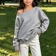 thumbnail image 2 of Atogsazn Kids Girls Off Shoulder Sweatshirt Childrens Casual Loose Long Sleeve Pullover Tops Fall Winter Sweater Gray 7-8 Years Fashion, 2 of 8