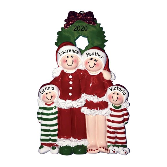 Personalized Family Christmas Ornament 2024- Family Ornament 2024 Family of 4 Santa Pajamas Ornament