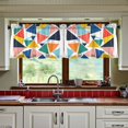 thumbnail image 3 of Yayeee Kitchen Curtains Tier Set of 2 Light Filtering 57"x24" Over Sink Window Panels, Red Triangles, 3 of 7