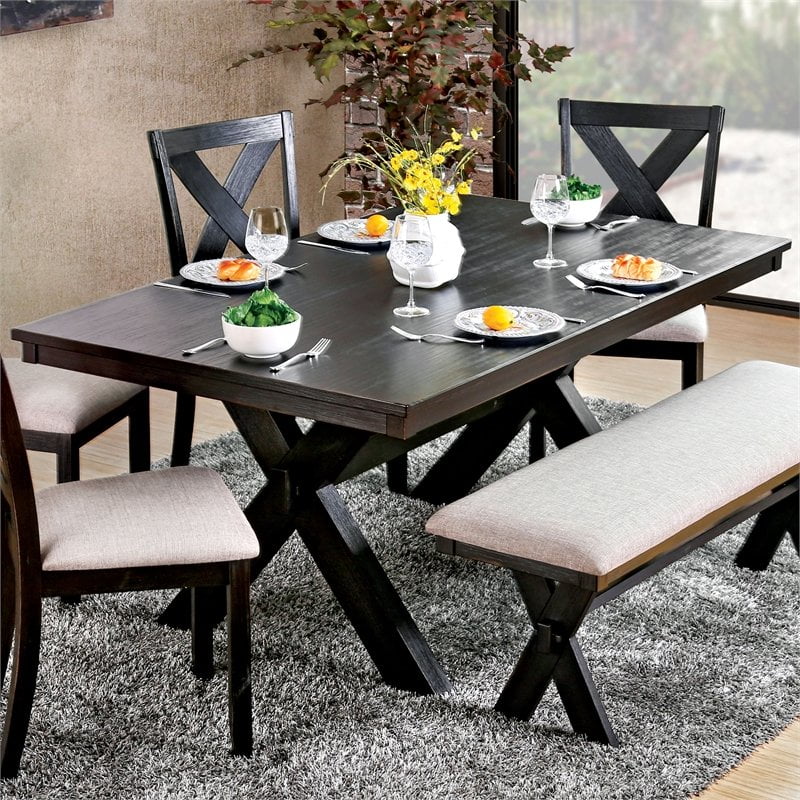 Furniture Of America Denzelle Transitional Wood Dining Table In Black Walmart Com Walmart Com