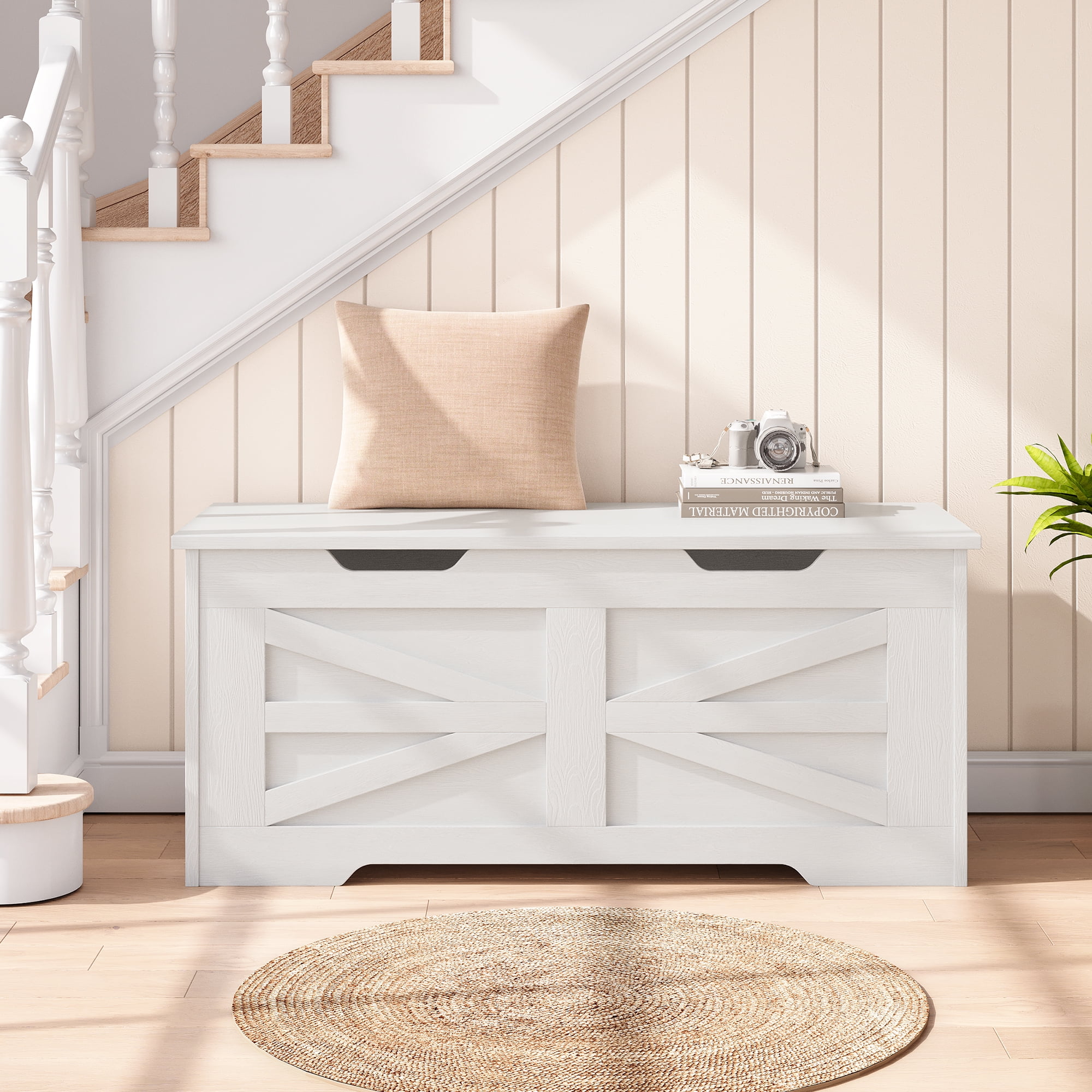 Storage Bench, Wooden Storage Chest with Safety Hinge, Toy Chest With Lids, Toy Box Organizer for Living Room, Playroom