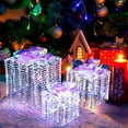 thumbnail image 4 of Costway Set of 3 Iridescent Christmas Gift Box LED Lighted Present Box Decoration Yard, 4 of 10