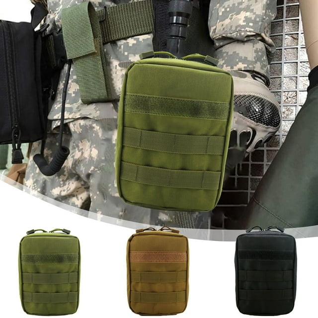 Sac de Rangement Multifonction Compact Imperméable en Nylon 600D, Organisateur Robuste pour Course, Randonnée, Cyclisme en Plein Air, Vert Armée/kaki, Panneau Arrière Respirant 20 x 14 x 9 cm 160 g 1 Paquet