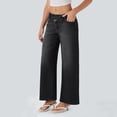 thumbnail image 6 of Women's Fashionable Versatile Asymmetric Low Rise Loose Fit Casual Jeans Comfort Stretch for Casual Outings and Holiday Season,Black,L, 6 of 7