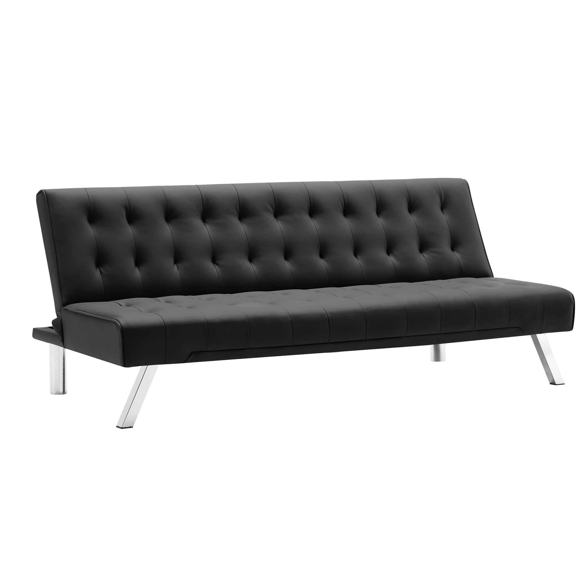 Mid Century Modern Sofa Bed with Chaise Lounge and Solid Frame, 100