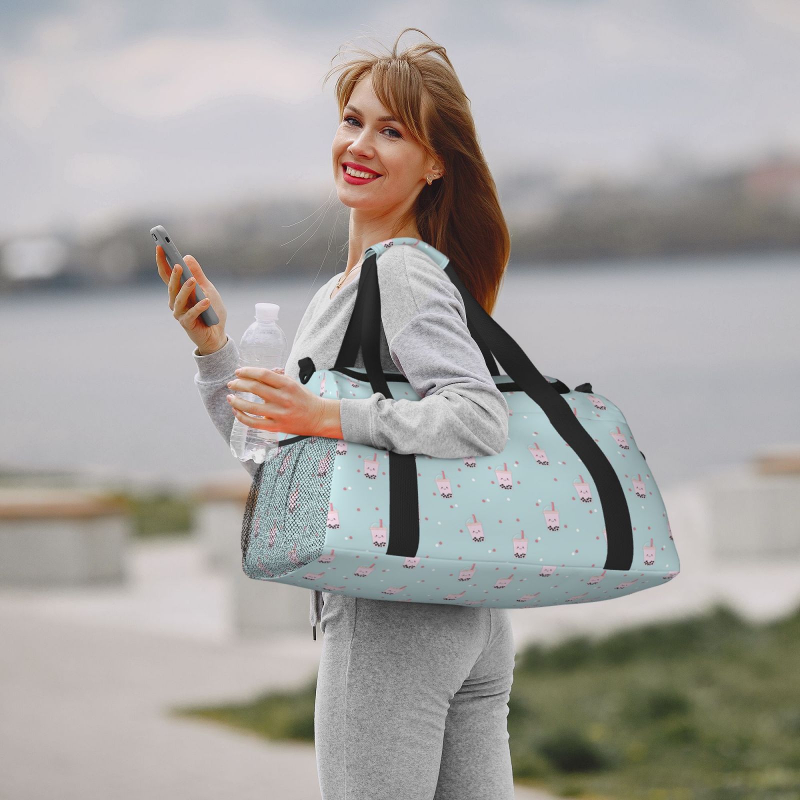 Fuzoiu Milk Tea1 Print Travel Duffle Bag,Carry On Tote Bags,Duffel Bag,Sport Gym Bag, Hospital Bag for Labor and Delivery, Overnight Bag,Luggage Bag