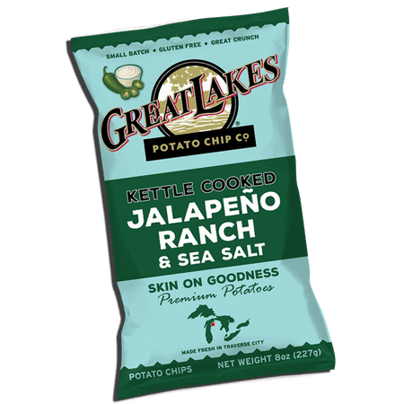 Great Lakes Potato Chips Kettle Chips Jalapeño Ranch & Sea Salt, 8 oz bag
