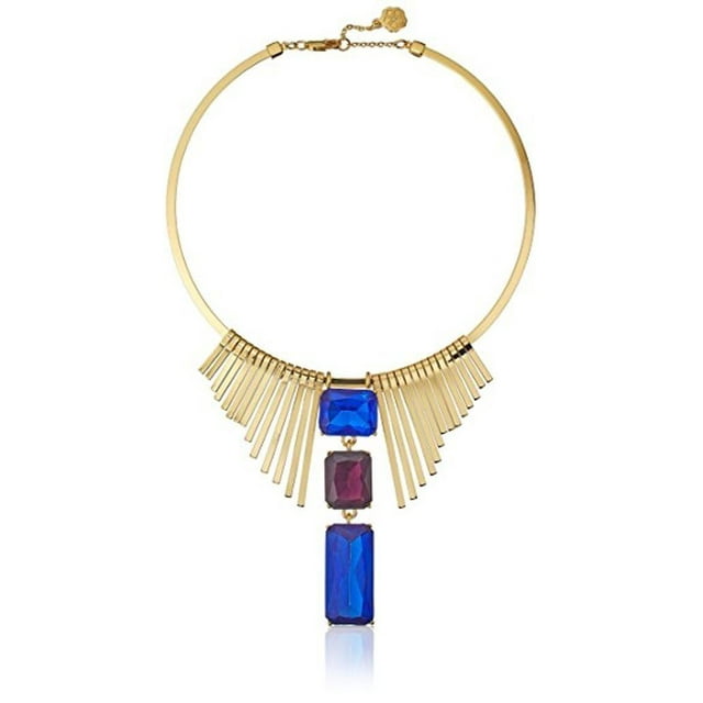 $158 Trina Turk "Neo Goth" Adjustable Metal and Stone Frontal Necklace 9"