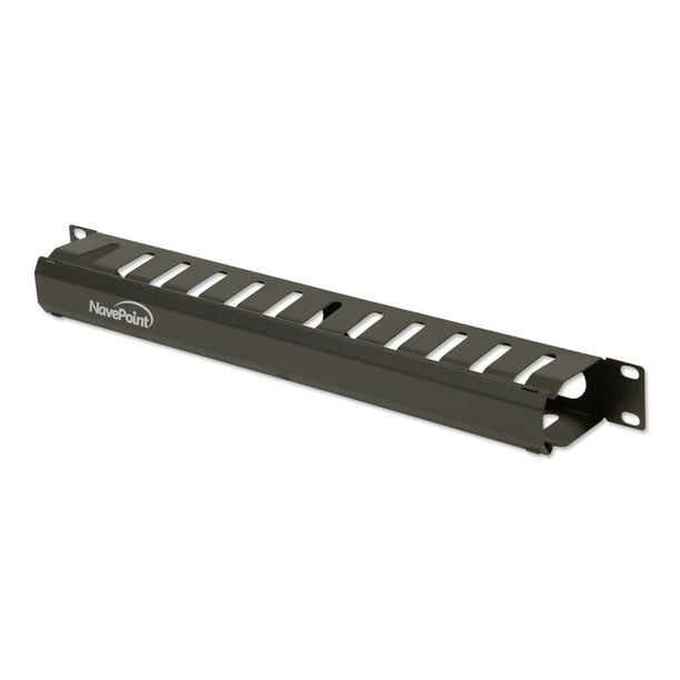 NavePoint 1U Horizontal Rack Mount Cable Management Metal Raceway Unit