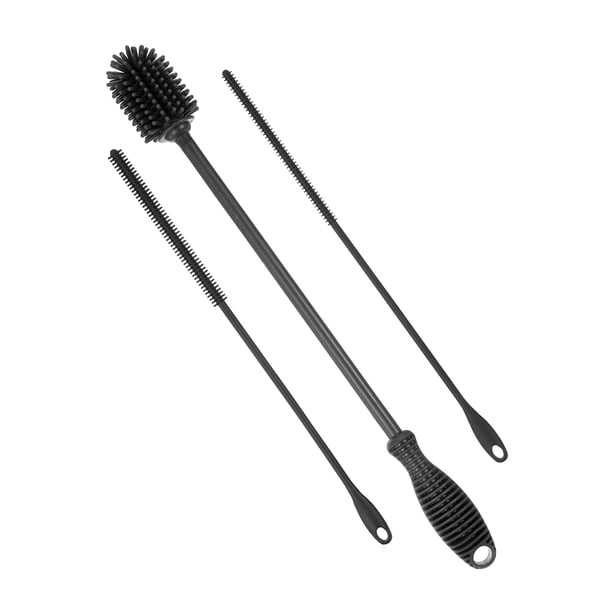 Uxcell 12.5" Cepillo de Silicona para Botellas con 2 Cepillos para Pajitas, Cepillos Limpiadores para Limpiar Contenedores de Cuello Estrecho, Botellas Deportivas, Tazas, Tarros, Vasos, Gris