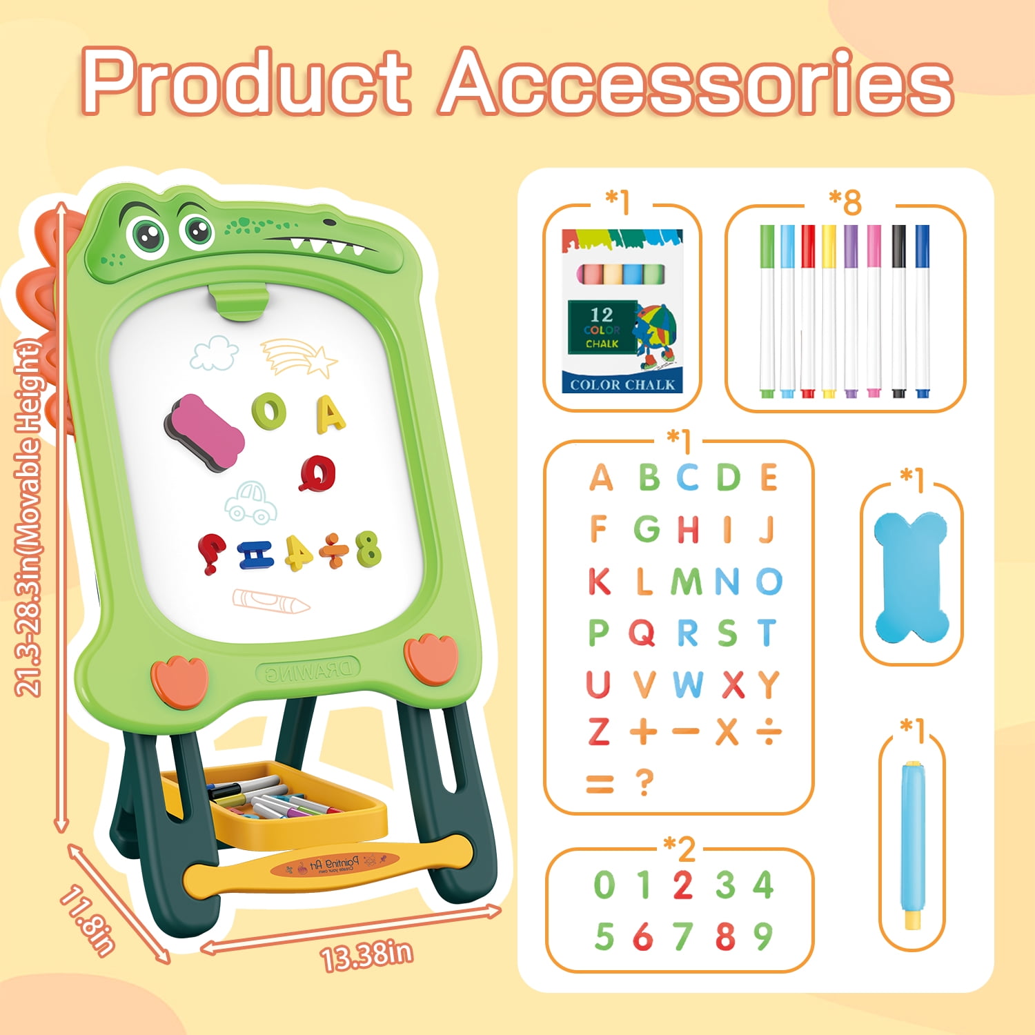 Caunedy Easel for Kids, Magnetic Drawing Board for Boys & Girls, Birthday Gift for 2 3 4 Year Old