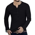 thumbnail image 3 of Defitshape Men's Long Sleeve Henley Shirt Soft Basic Fall Top T Shirt Crewneck Home Black Small, 3 of 3
