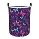 thumbnail image 1 of Balery Bright Purple Butterflies Cesta de ropa redonda con asas, impermeable, independiente, para ropa, juguetes, dormitorio y familia-Medium, 1 of 6
