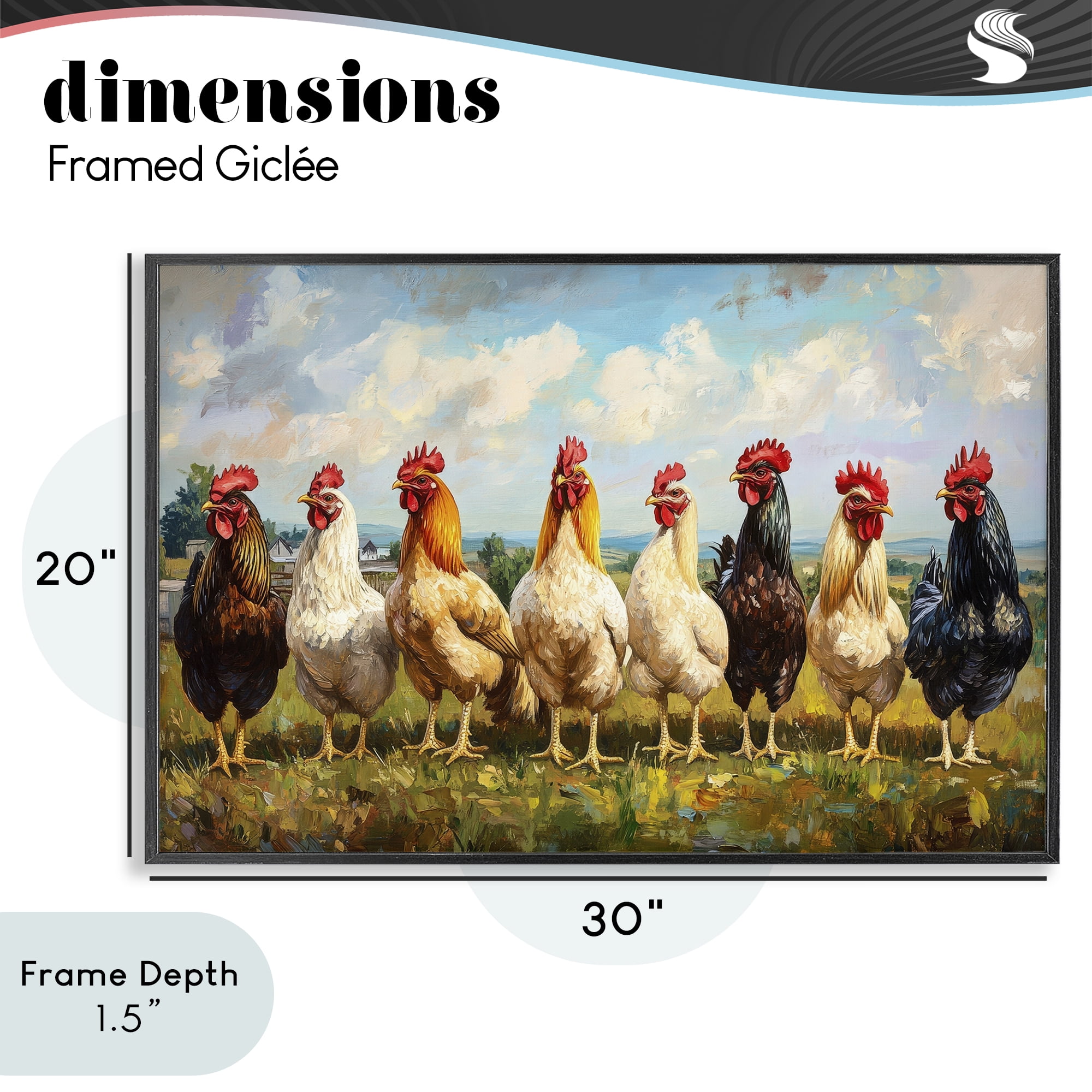 Stupell Industries Chicken Brood on Horizon Black Framed Giclee Art, design by Petal Prints Design