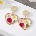 thumbnail image 3 of Golden Edge Dries Flower Stud Earrings Dry Flower Earrings Flower Pendant Earring Ear Studs Jewelry Gift for Woman Girls, 3 of 4