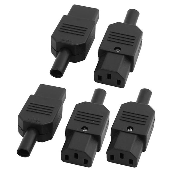 5pcs 10A  250V IEC Type Plug C13 Rewireable Inline Power Socket Connector