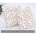 thumbnail image 4 of Floral Throw Pillow Covers Vine & Flowers Cushion Covers Rustic GrandMillennial Vintage Style Pillow Cases Home Decor for Sofa Couch Bed 20”x20” Set of 2 Cream White & Brown Classic Botanical Design, 4 of 8