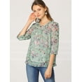 thumbnail image 3 of BluCasual De GaCon Estampado Floral De Man3/4 Con Volantes PaMujer Verde M, 3 of 6