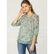 thumbnail image 3 of BluCasual De GaCon Estampado Floral De Man3/4 Con Volantes PaMujer Verde S, 3 of 6
