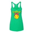 thumbnail image 2 of Wild Bobby, Cute Ribbon Bow Softball Mom Gift, Mother's Day, Women Tri-Blend Racerback Tank Top, Envy, Small, 2 of 3