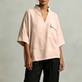 thumbnail image 4 of Dolkfu Retro Vintage Tops for Women Trendy Pink Polyester V-Neck Elbow-Length Refined Modern Pull-on Solid Blouses & Tops Pink,Xxl, 4 of 5