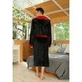 thumbnail image 3 of U2SKIIN Mens Fleece Robe with Hood, Mid Length Plush Shawl Collar Two Tone Bathrobe,(Black/Dark Red, S/M）, 3 of 6