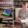 thumbnail image 6 of SaniMore for iPhone 15 Plus (6.7" 2023) Case, PU Leather Auto-magnet Full Protection Flip Kickstand Card & Cash Slots, Retro Shockproof Anti-fall Wallet Business Shell, Winered, 6 of 9