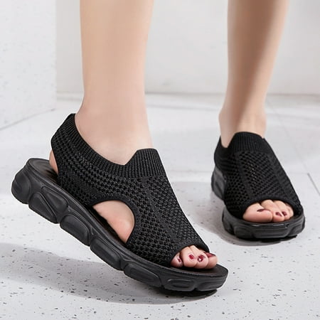 

〖Yilirongyumm〗 Black 39 Sandals Women Breathable For Summer Mesh Sport Shoes Sandals Walking Lightweight Women Shoes Women s Sandals