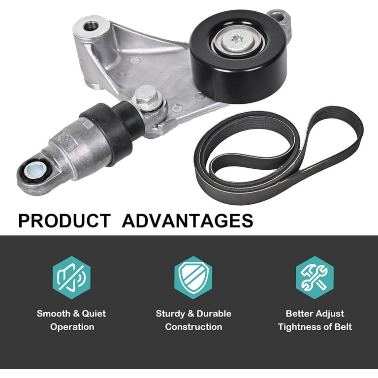 Drive Belt Tensioner Pulley and Serpentine Belt Component Kit 38216 7PK1940 Compatible with 2004 2006 Toyota Camry Solara 2005 2006 Scion tC 2.4L Drive Belt Tensioner Assembly Replace OE 16620 28090 W...