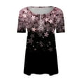 thumbnail image 4 of Cqxid525 Short Sleeve Tops For Women Women's Fashion Casual Floral Print Down Short Sleeve Top T Shirt Black Xxxl Loose Tees, 4 of 5