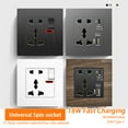 thumbnail image 3 of Universal 18W Type-C Quick charge 5-pin socket,Uk Wall Electrical Outlet with USB charger,White smart Double Power socket plug, 3 of 5