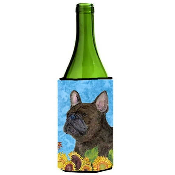 French Bulldog In Summer Flowers Wine bottle sleeve Hugger - 24 oz.