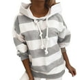 thumbnail image 2 of Gray Womens Fall Tops Women's Autumn and Winter New Fashionable Casual Striped Color Blocking Hoodie Sweaters for Women, 2 of 4