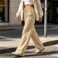 thumbnail image 6 of Nestiefly Baggy Sweatpants for Women Fleece Wide Leg Low Rise Drawstring Pants Elastic Waist Fall Winter Joggers Sweat Shirts Khaki XL, 6 of 10
