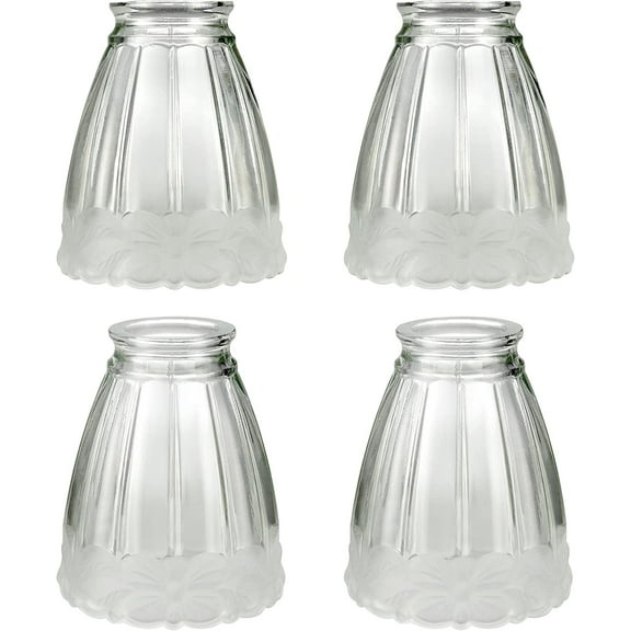 Aspen Creative 23173-4, Clear & Sandblasted Replacement Glass Shade, 2-1/8" Fitter, 4" D x 4-3/4" H, 4 Pack